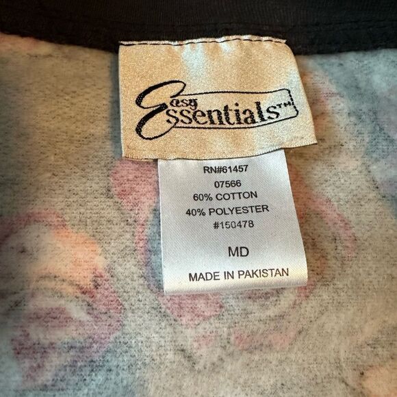 sweatshirt cardigans with snaps and pockets - med - new W/O  tags- roses - Picture 3 of 5